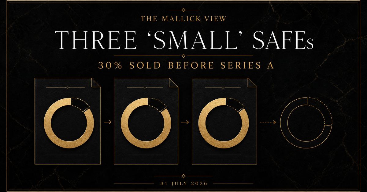 Tres SAFE “pequeños” pueden vender el 30% antes de la Serie A — The Mallick View